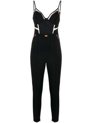 Elisabetta Franchi combinaison-bustier à empiècements en tulle - Noir
