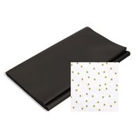 Papieren tafelkleed/tafellaken zwart inclusief servetten met sterretjes Papieren tafelkleed/tafellaken zwart inclusief servetten met sterretjes