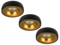 Set van 3 zwart met goudkleur Inbouw Ledspot Samos, 5 Watt Set van 3 zwart met goudkleur Inbouw Ledspot Samos, 5 Watt