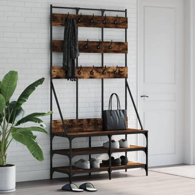 VidaXL Kledingrek met schoenenrek 100x40x184 cm gerookt eikenkleurig