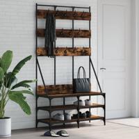 VidaXL Kledingrek met schoenenrek 100x40x184 cm gerookt eikenkleurig