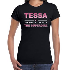 Naam cadeau t-shirt / shirt Tessa - the supergirl zwart voor dames