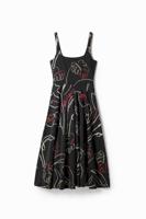 Gebreide tropische jurk met schouderbandjes - BLACK - L