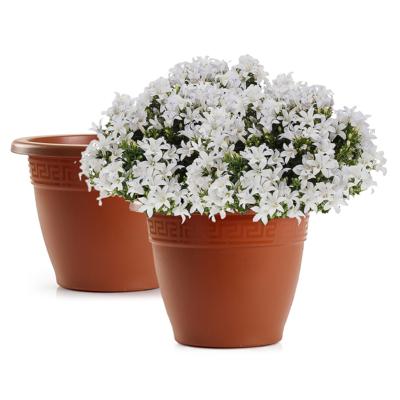 Plasticforte Plantenpot - 2x - terracotta bruin - 20x15 cm - bloempot - kunststof - rond