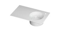 Wastafel UFO porselein rond rechts met 1 kraangat rechts 80 cm x 48 cm x 18 cm Glans wit 0300922