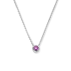 Ketting Geboortesteen februari zilver-amethist paars 41-45 cm
