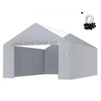 VEVOR carport garagetent zijwand 6000 x 3950 x 1950 mm garagetent afdakzeil heavy duty waterdicht en UV-bestendig grijs (bovenkant en frame niet inbegrepen)