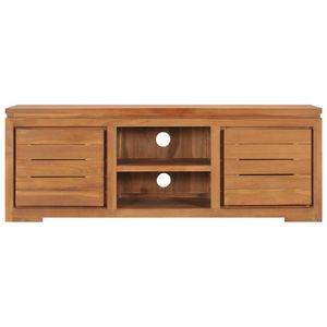 The Living Store Teak Tv-meubel - 110 x 30 x 40 cm - Rustieke stijl - Massief teakhout - 2 deuren - 2 vakken