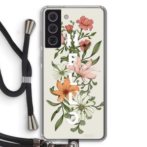 Hello bloemen: Samsung Galaxy S21 FE Transparant Hoesje met koord