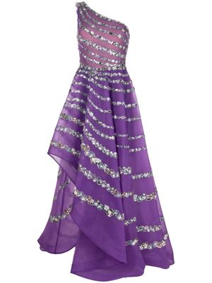 Saiid Kobeisy robe en tulle à une épaule - Violet