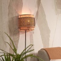 GOOD&MOJO Wandlamp 'Bhutan' Bamboe, 21 x 24cm, kleur Naturel/Zwart