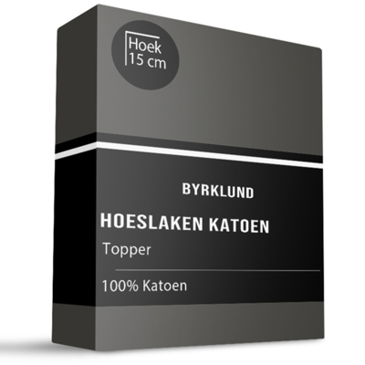 Topper Hoeslaken - Katoen - Antraciet - 90x220 cm - Antraciet - Byrklund - Dekbed-Discounter.nl