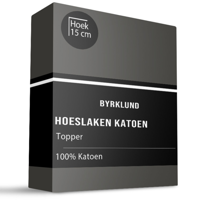 Topper Hoeslaken - Katoen - Antraciet - 160x200 cm - Antraciet - Byrklund - Dekbed-Discounter.nl