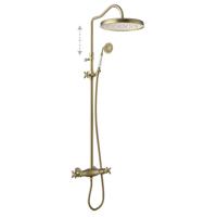 Regendoucheset Tres Clasic Thermostatische Opbouw Incl. Handdouche Verouderd Messing Mat Tres