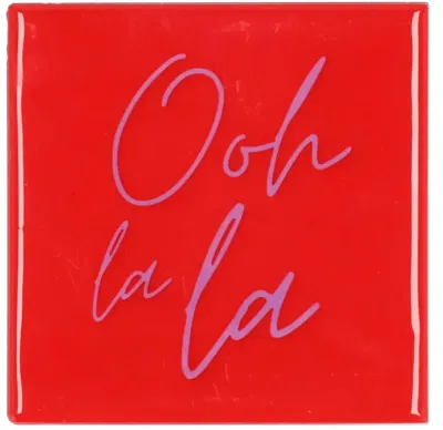 Daan Kromhout Design tegeltje keramiek ooh la la 10x10cm red