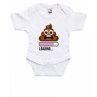 Bellatio Decorations baby rompertje - Loading Poop - wit/roze - babyshower/kraamcadeau 92 (18-24 maanden)  -