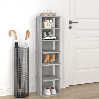 Schoenenrek 27,5x27x102 cm bewerkt hout grijs sonoma