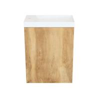 Fonteinkast Natural Oak Arcqua Luna 40x55x28 cm Incl. Fontein Glans Wit Met Overloop Arcqua Fonteinkast Natural Oak Arcqua Luna 40x55x28 cm Incl. Fontein Glans Wit Met Overloop Arcqua