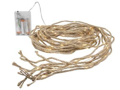 Jute touw 8x2meter op batterij 160 LED lampjes - 5510134