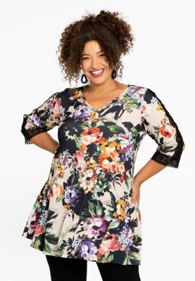 Yoek Tuniek wide bottom BOUQUET | Bruin | Maat 54/56