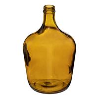 Atmosphera bloemenvaas Olijfolie Fles model - transparant - Amber goudgeel glas - H30 x D18 cm - Vazen