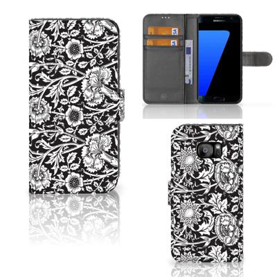 Samsung Galaxy S7 Edge Hoesje Black Flowers Samsung Galaxy S7 Edge Hoesje Black Flowers