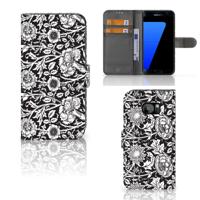 Samsung Galaxy S7 Edge Hoesje Black Flowers