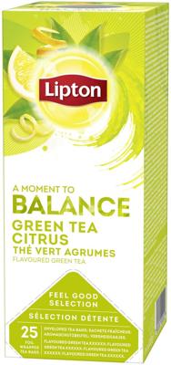 Lipton thee Feel Good Selection, Groene thee citrus, doos van 25 zakjes