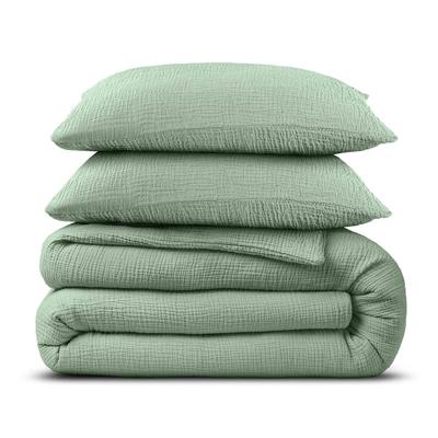 Dekbedovertrek Percale Katoen Mousseline Groen Effen 240x200 Cm Anti Allergie & Anti Huisstofmijt & Ademend Dreamhouse - Dekbed-Discounter.nl