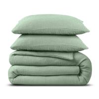 Dekbedovertrek Percale Katoen Mousseline Groen Effen 240x200 Cm Anti Allergie & Anti Huisstofmijt & Ademend Dreamhouse - Dekbed-Discounter.nl