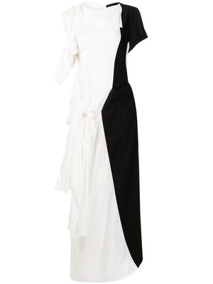 Yohji Yamamoto robe asymétrique colour block - Blanc