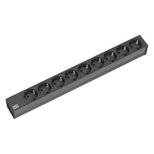 Bachmann 333.506 19 inch Stekkerdoos voor patchkast 1 HE Geaarde contactdoos Zwart