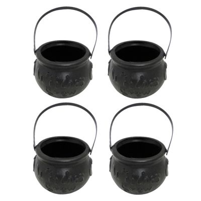 Set van 4x stuks kleine zwarte heksenketel/kookpot 15 cm