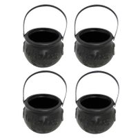 Set van 4x stuks kleine zwarte heksenketel/kookpot 15 cm Set van 4x stuks kleine zwarte heksenketel/kookpot 15 cm