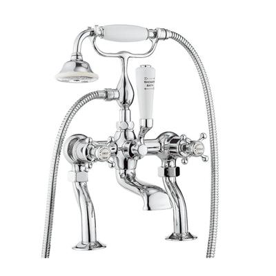 Crosswater Belgravia Badkraan - staand - 2 gats - handoucheset - kruisgreep - chroom BL422DC