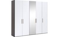 Goossens Kledingkast Easy Storage Ddk, Kledingkast 253 cm breed, 220 cm hoog, 4x glas draaideur en 1x spiegel draaideur midden Goossens Kledingkast Easy Storage Ddk, Kledingkast 253 cm breed, 220 cm hoog, 4x glas draaideur en 1x spiegel draaideur midden