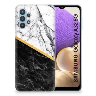 Samsung Galaxy A32 5G | TPU | Siliconen hoesje | Marmer Wit Zwart - Origineel Cadeau Man