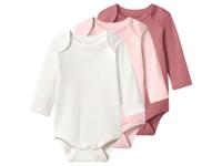 lupilu Set van 3 baby rompers (roze/wit, 86/92)