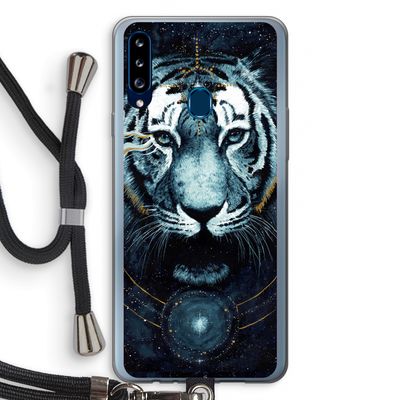 Darkness Tiger: Samsung Galaxy A20s Transparant Hoesje met koord