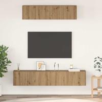 TV-kast set Wandgemonteerd 4 pcs artisanaal eikenkleurig