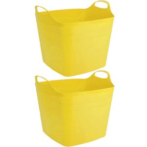 2x stuks flexibele kuip opbergmanden vierkant geel 40 liter 42 x 42 cm