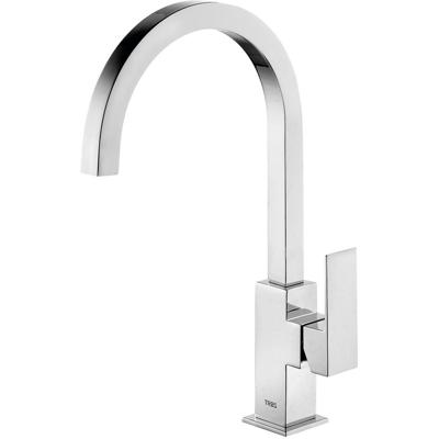 Wastafelkraan Tres Cuadro | Opbouw | Draaibare uitloop | Mengkraan | Hoog model | 1-hendel | Vierkant | Chroom