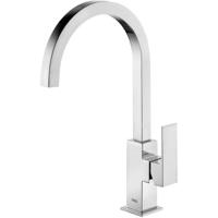 Wastafelkraan Tres Cuadro | Opbouw | Draaibare uitloop | Mengkraan | Hoog model | 1-hendel | Vierkant | Chroom