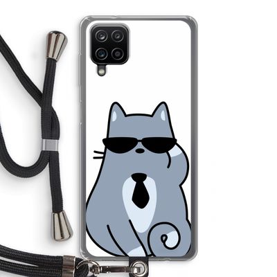 Cool cat: Samsung Galaxy A12 Transparant Hoesje met koord