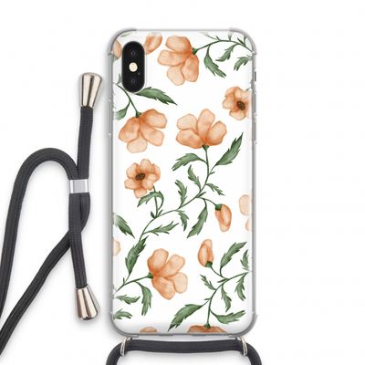 Peachy flowers: iPhone X Transparant Hoesje met koord