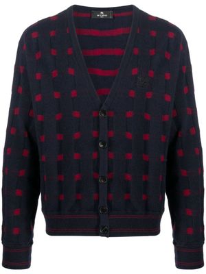 ETRO cardigan en maille intarsia à col v - Bleu