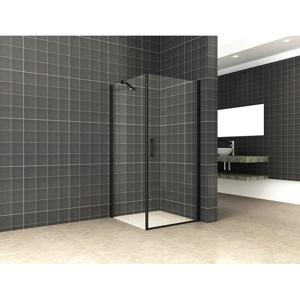 Wiesbaden Salone cabine met 1 draaideur 1000 x 1000 x 2000 x 8 mm nano helder glas/mat zwart 20.3801