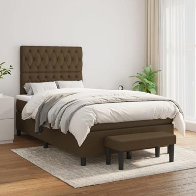 Boxspring met matras stof donkerbruin 120x200 cm