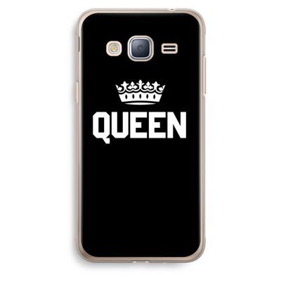 Queen zwart: Samsung Galaxy J3 (2016) Transparant Hoesje