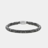 Rebel and Rose RR-60094-S Armband Slices Larvakite Dark Grey grijs-zilverkleurig 6 mm M 17,5 cm
